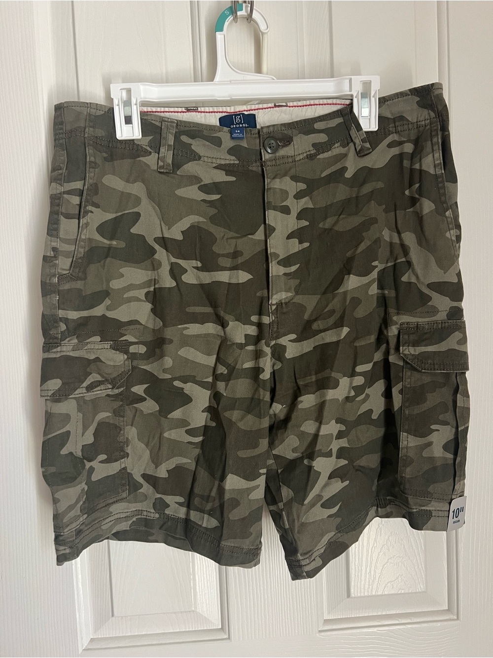 George Men's Camo Cargo Shorts - Olive Green